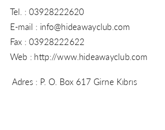 The Hideaway Club iletiim bilgileri